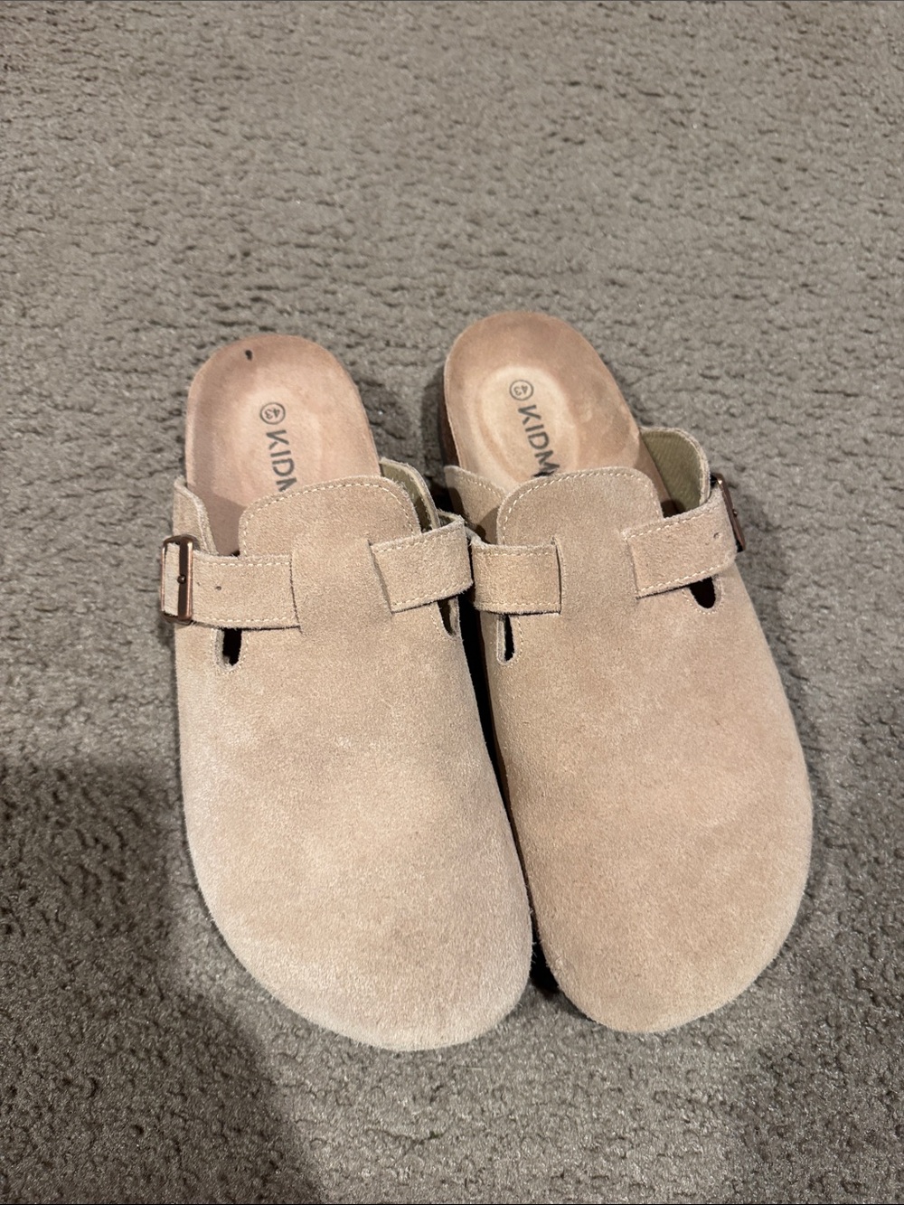 Suede Slip-On Clog in Beige